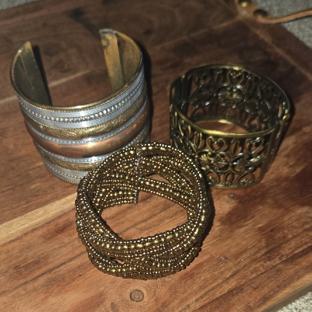Elegant Gold and Silver Cuff Bracelet Set
